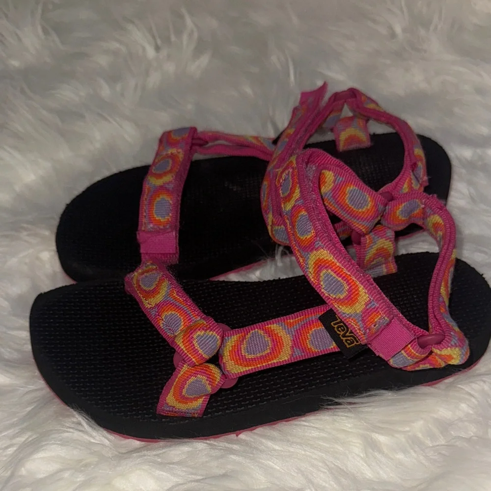 Teva Pink and Black Patterned Sandals